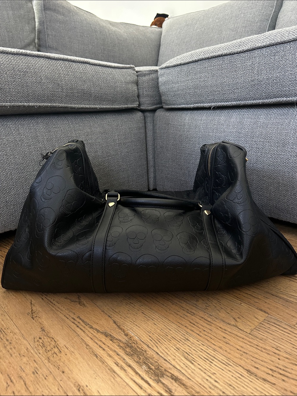 Black Embossed Skull Weekender Bag